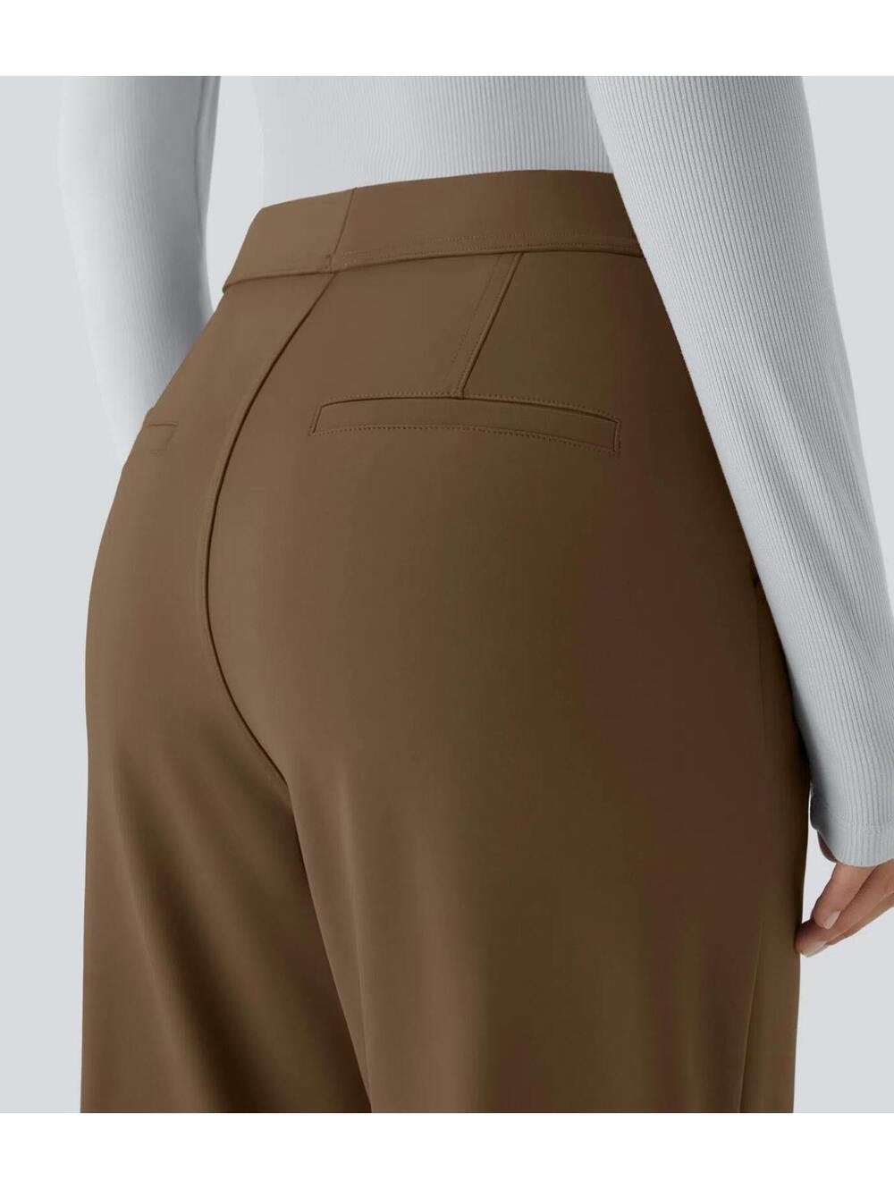 Halara Flex DayStretch High Waisted Work Flare Pants Brown Size Small Petite - Picture 8 of 9